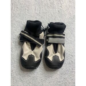 Dog Boots Paw Protectors Size‎ 8 Black White Reflective Adjustable Straps